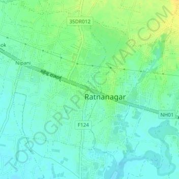 Sauraha Chok topographic map, elevation, terrain