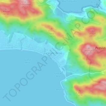 Grande Anse topographic map, elevation, terrain