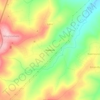 Mandlovini topographic map, elevation, terrain