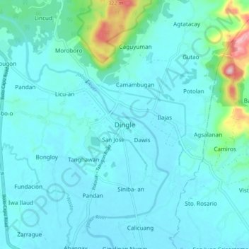 Dingle topographic map, elevation, terrain