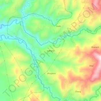 Jadhana topographic map, elevation, terrain