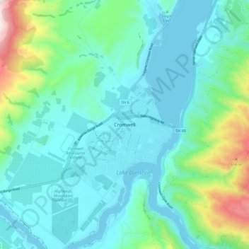 Cromwell topographic map, elevation, terrain