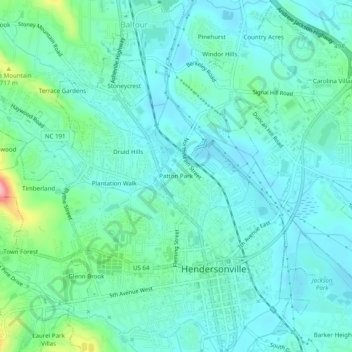 Patton Park topographic map, elevation, terrain
