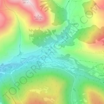 Salardú topographic map, elevation, terrain
