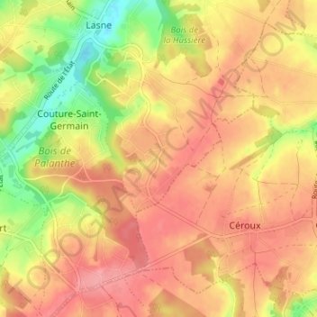 Beaumont topographic map, elevation, terrain