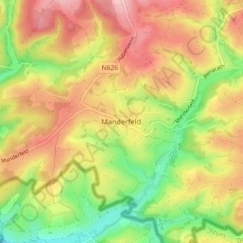 Manderfeld topographic map, elevation, terrain