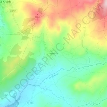 Ferreirim topographic map, elevation, terrain
