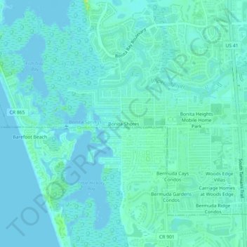 Bonita Shores topographic map, elevation, terrain