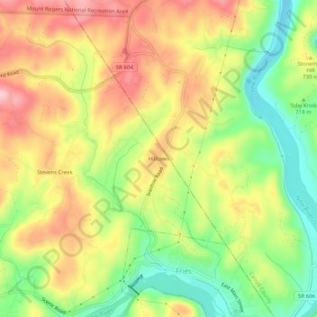 Hilltown topographic map, elevation, terrain