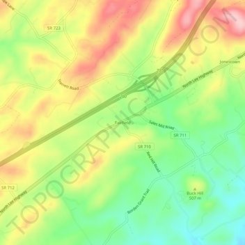 Fairfield topographic map, elevation, terrain