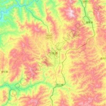 宁洱县 topographic map, elevation, terrain