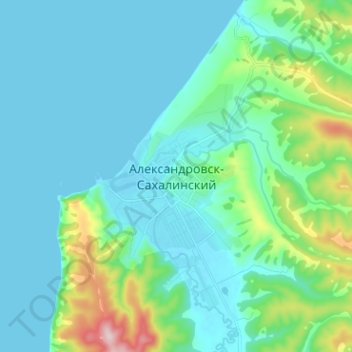 Александровск-Сахалинский topographic map, elevation, terrain
