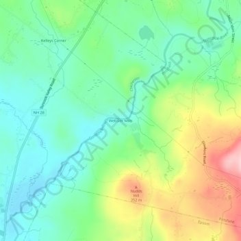 Webster Mills topographic map, elevation, terrain