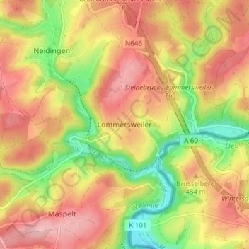 Lommersweiler topographic map, elevation, terrain