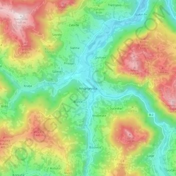 Andrijevica topographic map, elevation, terrain