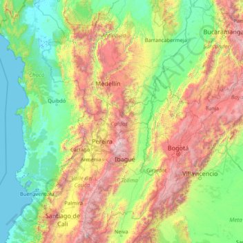 Caldas topographic map, elevation, terrain