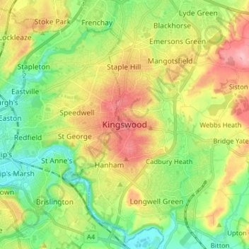 Kingswood topographic map, elevation, terrain