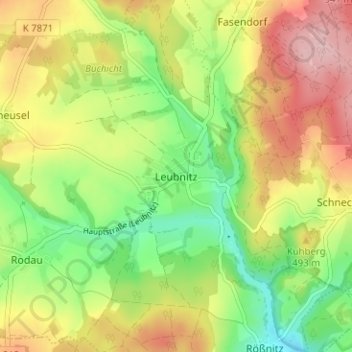 Leubnitz topographic map, elevation, terrain