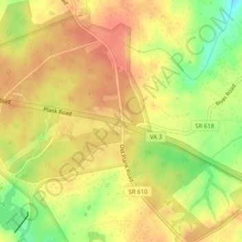 Chancellorsville topographic map, elevation, terrain