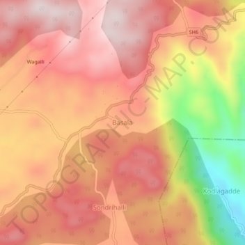 Basala topographic map, elevation, terrain