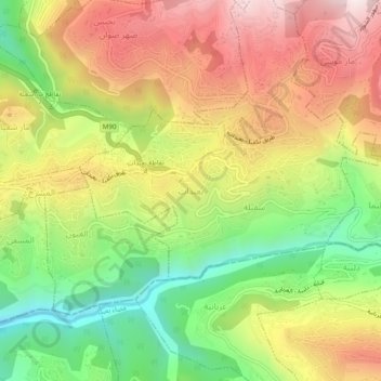 Baabdat topographic map, elevation, terrain