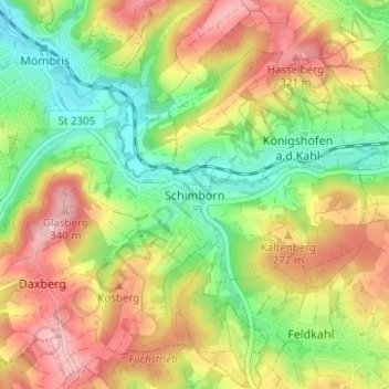 Schimborn topographic map, elevation, terrain