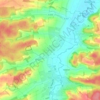 Hennhofen topographic map, elevation, terrain