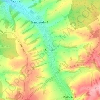 Mülsen topographic map, elevation, terrain