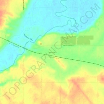 Verendrye topographic map, elevation, terrain
