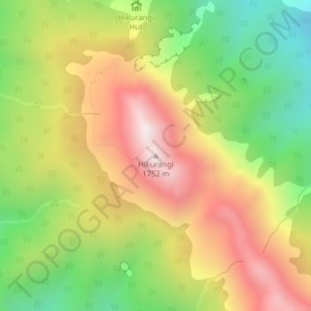Hikurangi topographic map, elevation, terrain