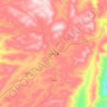 小沙江镇 topographic map, elevation, terrain