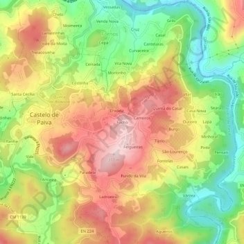 Facho topographic map, elevation, terrain
