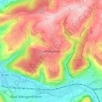 Löffelstelzen topographic map, elevation, terrain
