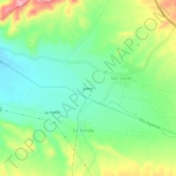 Juarez topographic map, elevation, terrain