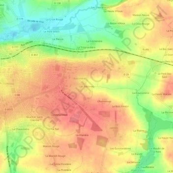 Les Pérrines topographic map, elevation, terrain