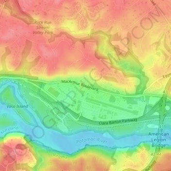 Carderock topographic map, elevation, terrain