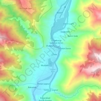 Zargirandeh topographic map, elevation, terrain