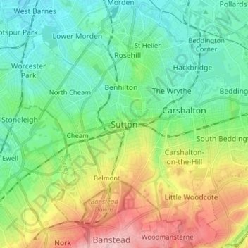 Sutton topographic map, elevation, terrain