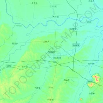 罗山县 topographic map, elevation, terrain