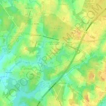 La Chaigne topographic map, elevation, terrain