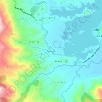 Lutayan topographic map, elevation, terrain
