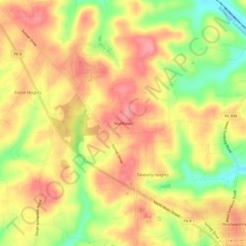 Northvue topographic map, elevation, terrain