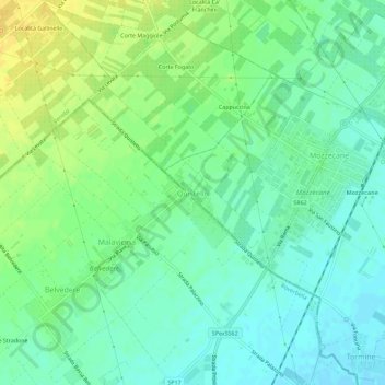 Quistello topographic map, elevation, terrain