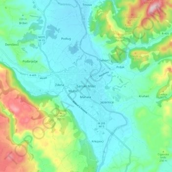 Sanski Most topographic map, elevation, terrain