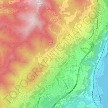 Fosseno topographic map, elevation, terrain