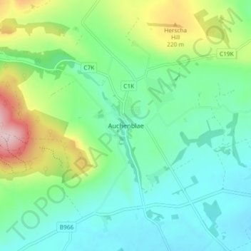 Auchenblae topographic map, elevation, terrain