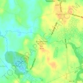 Prospect Hill topographic map, elevation, terrain