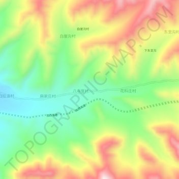 八寺崖村 topographic map, elevation, terrain