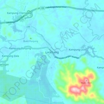Lanchang topographic map, elevation, terrain