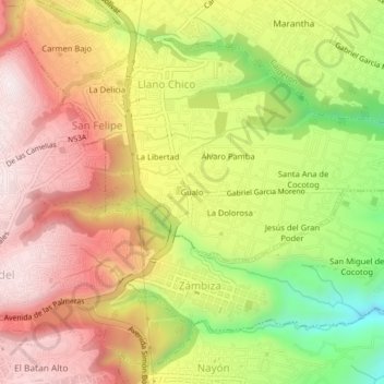 Gualo topographic map, elevation, terrain